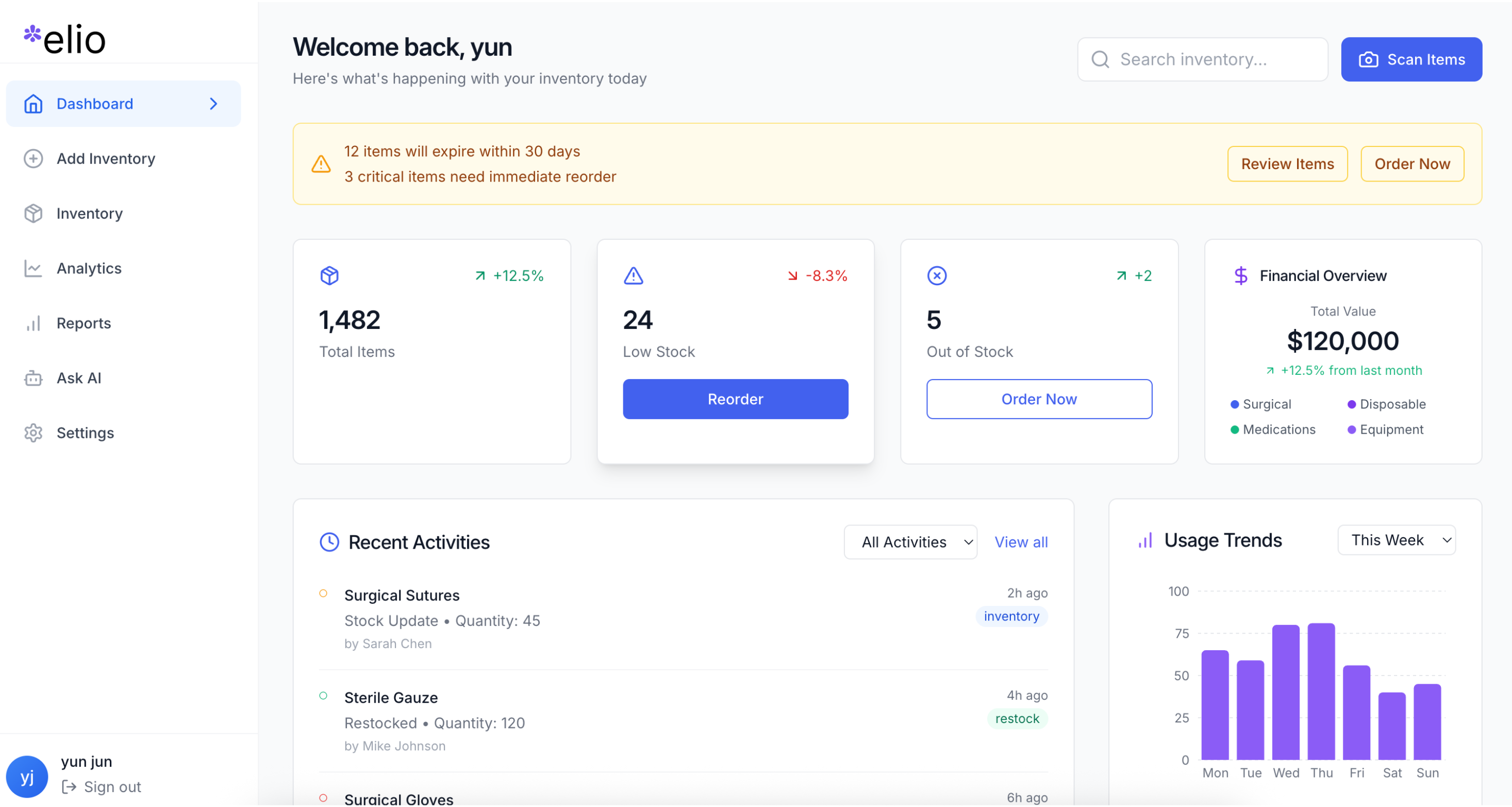 Elio Dashboard